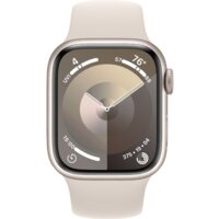 Apple Watch Series 9 41 мм (алюминиевый корпус, звездный свет/звездный свет, спортивный силиконовый ремешок S/M) Image #2