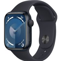 Apple Watch Series 9 41 мм (алюминиевый корпус, полуночный/полуночный, спортивный силиконовый ремешок M/L)