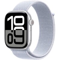 Apple Watch Series 10 46 мм (алюминиевый корпус, серебристый/голубой, нейлоновый ремешок) Image #1