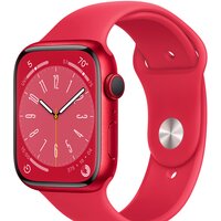 Apple Watch Series 8 45 мм (алюминиевый корпус, красный/красный, спортивный силиконовый ремешок M/L)