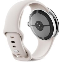 Google Pixel Watch 4 45 мм (глянцевый серебристый/фарфор, спортивный силиконовый ремешок) Image #5