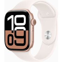 Apple Watch Series 10 46 мм (алюминиевый корпус, розовое золото/легкие румяна, спортивный силиконовый ремешок M/L)