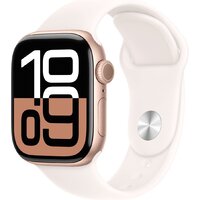 Apple Watch Series 10 42 мм (алюминиевый корпус, розовое золото/легкие румяна, спортивный силиконовый ремешок M/L)